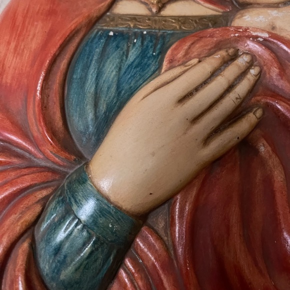 Vintage MCM Achatit Germany Madonna & Child Wall Hanging Sculpture - Picture 5 of 11